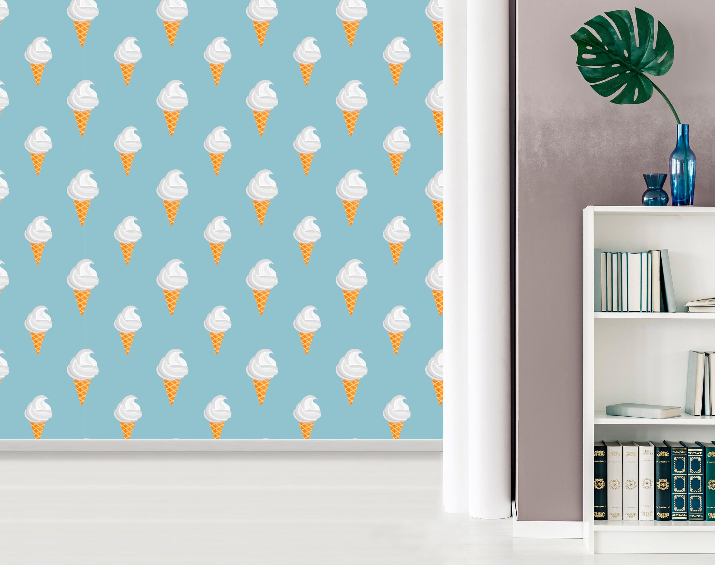 Vinyltapete QUEENCE "Gisele", blau, B:0,9m L:2,5m, Vinyl, Tapeten, Vinyltapete, 90x250cm, selbstklebend, kinderleichte Anbringung,, Sticker blau B/L: 0,9m x 2,5m, Rollen: 1