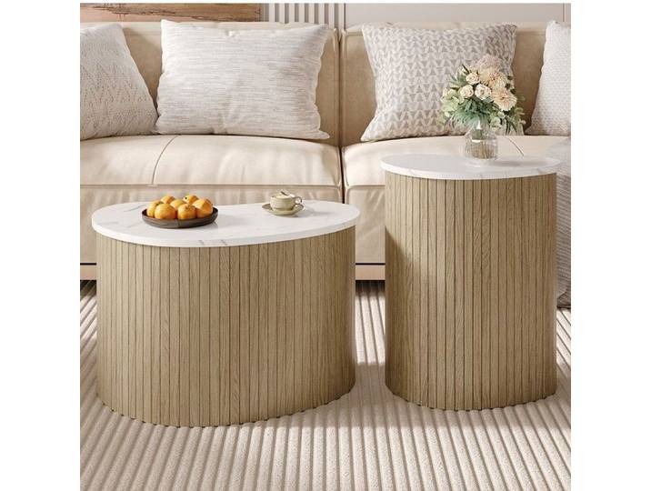 Table basse scandinave moderne effet marbre et bois design minimaliste table d'appoint multifonction pour salon