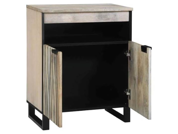 HEFZGDB Sideboard aus massivem Mangoholz mit Regalen und Türen - Robustes rustikales Sideboard mit texturierter Oberfläche aus Massivholz - Wohnzimmer mit rustikalem Charme