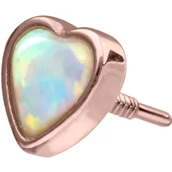 14 Karat Gold Schraubaufsatz mit Außengewinde SYNTHETISCHES OPAL-HERZ
