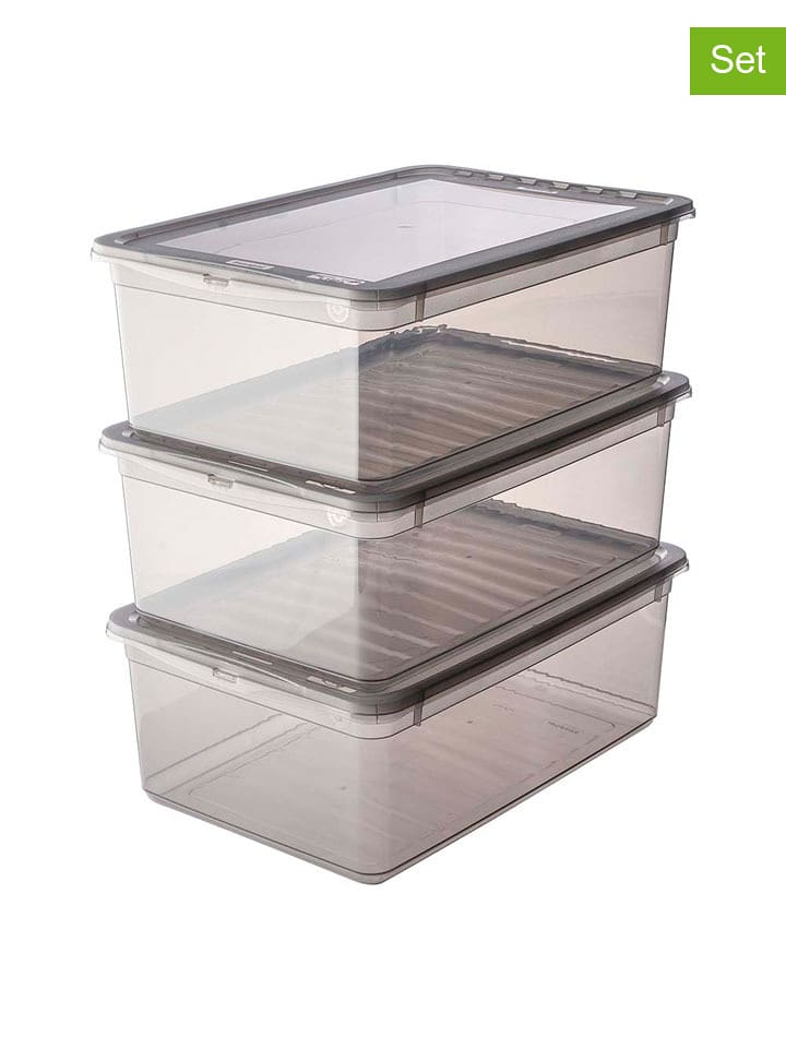 keeeper 3er-Set: Kleiderboxen "Bea" in Grau - 11 l - onesize