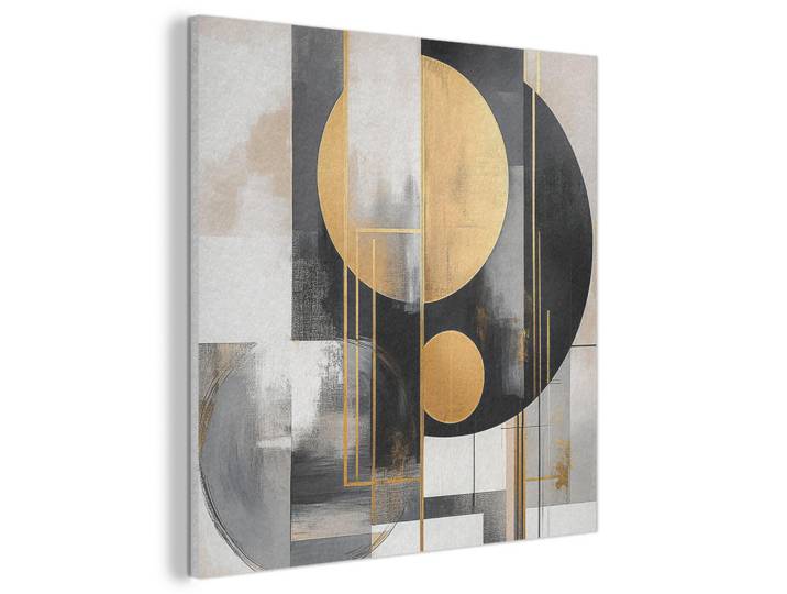 MuchoWow Akustikbild Abstrakt - Gold - Silber - Formen - Ästhetisch - Modern Wandbilder 60x60 cm, Goldfarben, Kunststoff, Quadratisch, 60x60x0.9 cm, Tapeten & Wandverkleidungen, Akustikpaneele
