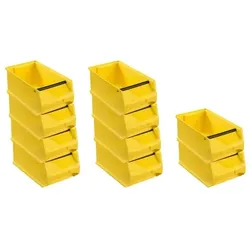 PROREGAL 10x Gelbe Sichtlagerbox 4.1 mit Griffstange | HxBxT 15x20x35cm | 7,2 Liter | Sichtlagerbehälter, Sichtlagerkasten