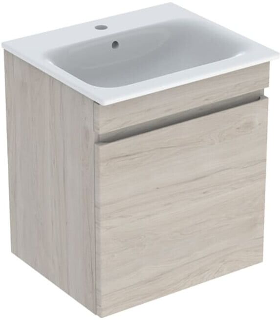 Geberit Ensemble lavabo meuble Renova Plan 60x62,2x48 cm, noyer clair, lavabo blanc (501915001)