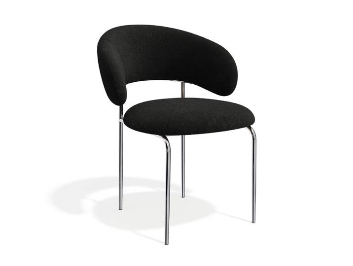 Chaises en tissu tramé toucher doux noir