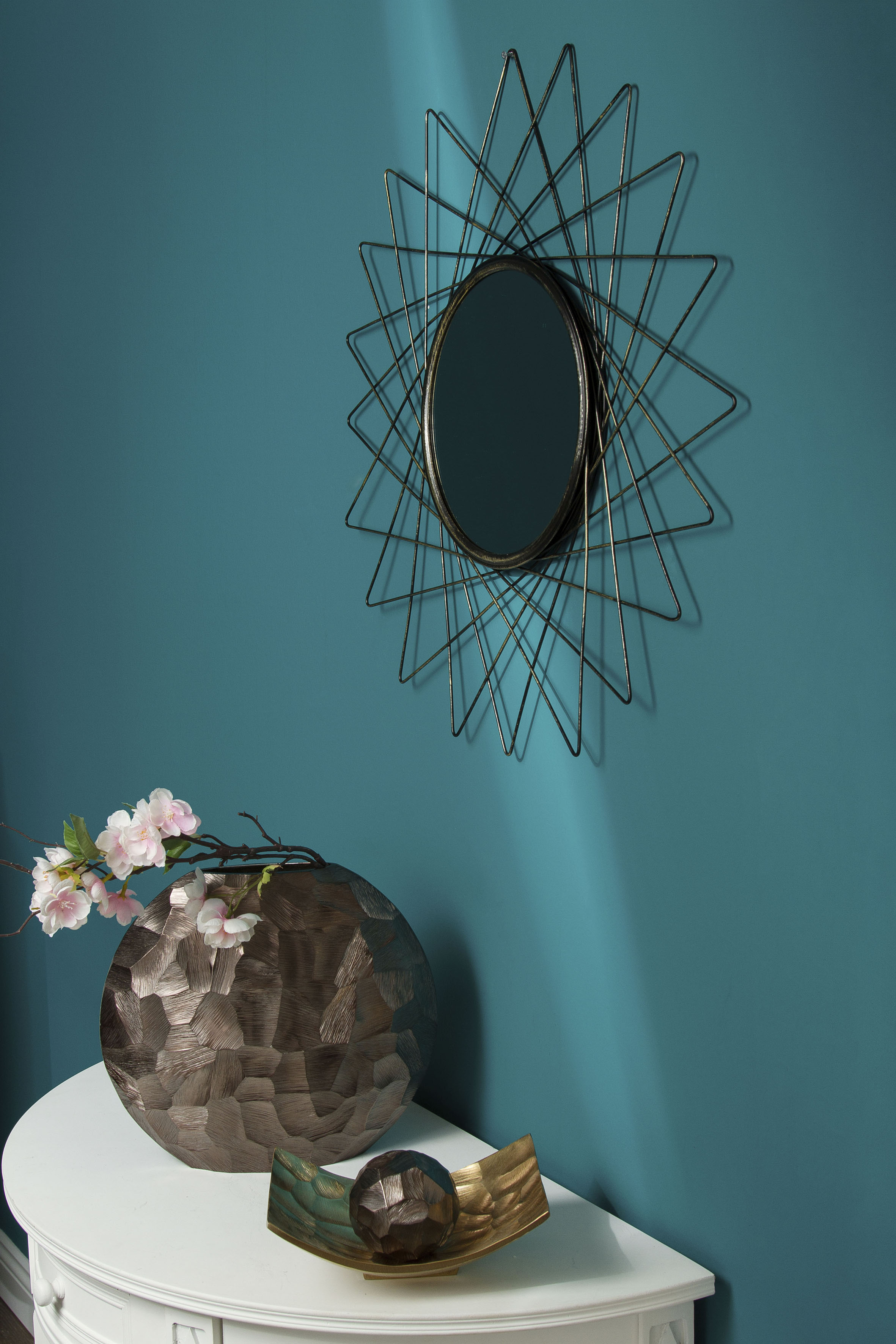 Dekospiegel "Equlips", gold (goldfarben), B:60cm H:60cm T:2cm, Metall, MYFLAIR MÖBEL & ACCESSOIRES, Spiegel, Wandspiegel, Landhaus, rund, gold, Rahmen aus Metall