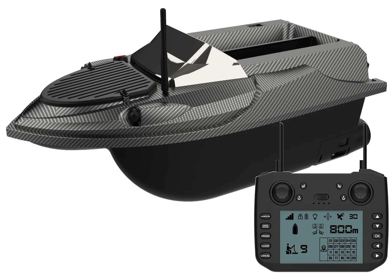 GPS-Köderboot V080 - Fernsteuerbares Karpfenboot - GPS-Navigation - 20.000-mAh-Akku - 800 m Reichweite - 3 kg Köderkapazität - 10,9-cm-Bildschirm