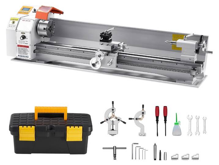 VEVOR Tour à métaux 220x1000 mm Tour à avance automatique 2500 tr/min Vitesse 1250 W Moteur sans balais pour l'usinage de pièces de précision