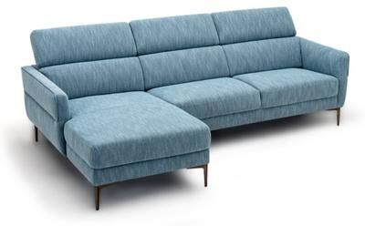 Costway 105 Inch L-Shaped Sofa Couch with 3 Adjustable Headrests-Blue