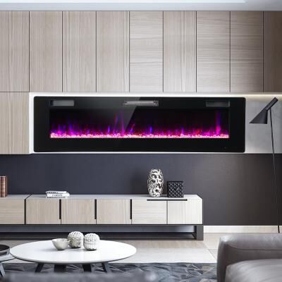 Lirago 60 Inches Ultra-thin Electric Fireplace with Remote Control and Timer Function