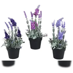 Decoris 1 Künstlicher Lavendel 25cm im Topf Kunstpflanze Lavendelpflanze Topfpflanze Frühlingsdeko Osterdeko Sommerdeko Violett Lila Flieder