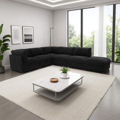 ZWYO HOSIMU "98"" Modern Corduroy Reversible Modular Sectional Sofa with Medium Firm Seat Cushion for Living Room"