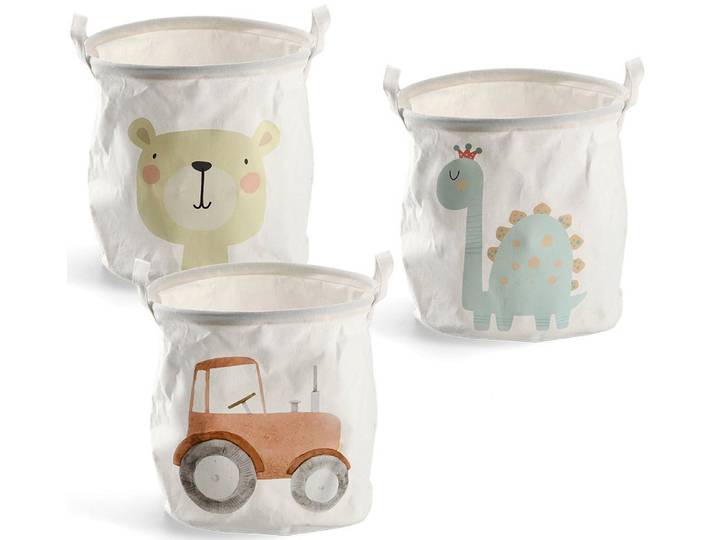 Wäschesack ZELLER PRESENT Kids , weiss (weiß, dekor), B:30cm H:30cm T:30cm Ø:30cm, Wäschesammler, Wäschesack, Modernes Design fürs Kinderzimmer