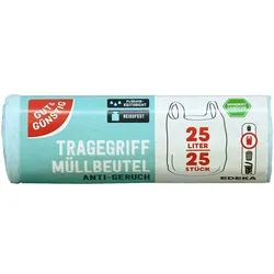 Gut & Günstig 25 Müllbeutel Anti Geruch 25 L mit Tragegriff transparent, 53x54 cm