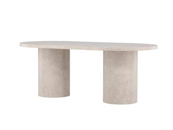 FURNLUX Esstisch Oval, 200x100x75 cm, Marmor Grau Dekor, MDF Material, Narvik Kollektion