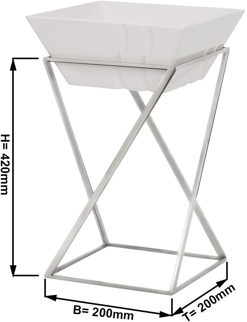 GGM Gastro Buffetstandaard - RVS - 200x200mm - Hoogte: 475mm - incl. 1 melamine schaaltje zilver