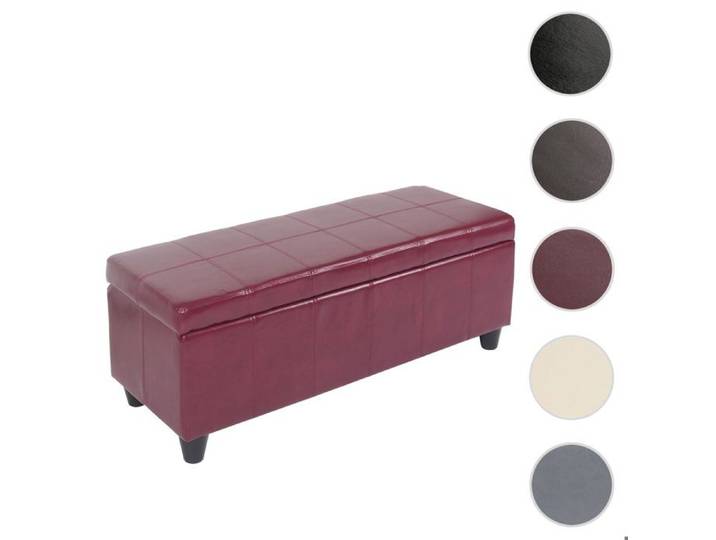 Banquette Kriens coffre banc cuir + similicuir 112x45x45cm ~ rouge