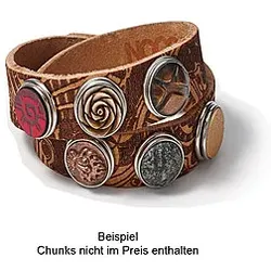 Noosa Lederarmband doppelt skinny tatu natural braun, 6 Ösen Ohne Chunks