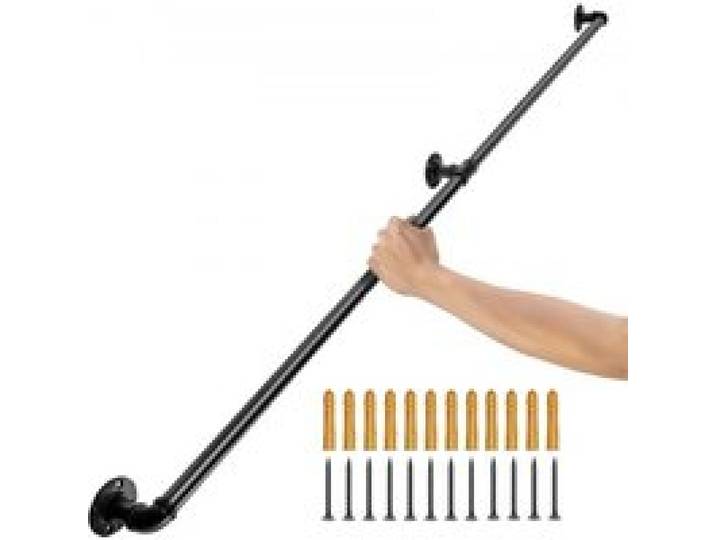 VEVOR 2 Stk. Retro Wasserrohr Handlauf 152cm Industrieller Geländer Schutzbügel Kohlenstoffstahl Mattes Finish Handlauf Rustikal 200 kg Tragfähigkeit Geeignet für Handläufe im Innen-/Außenbereich
