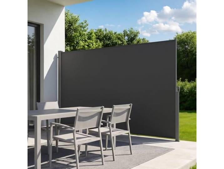 VEVOR Store Latéral Rétractable 180x300 cm\, Brise-Vue Rétractable pour Terrasse\, Jardin\, Balcon et Piscine\, Toile Polyester 180 g/m²\, Imperméable\, Protection Solaire\, Délimitation de l'espace\, Gris