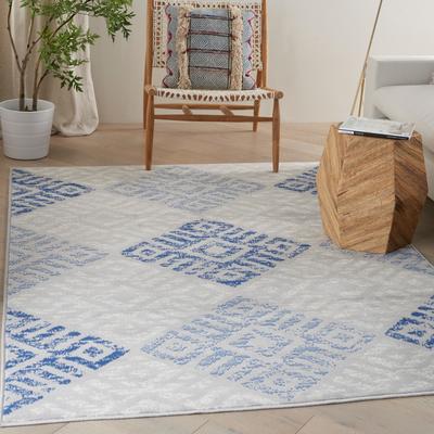 Nourison Whimsicle Boho Geometric Grey Blue Area Rug