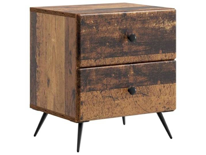 hliofuir Nachttisch Altholz 2 Schubladen 43x34,5x47,5 cm Holzwerkstoff Kompakter Beistelltisch fürs Schlafzimmer mit zwei Fächern für Bücher und Utensilien, Pflegeleichtes Design.