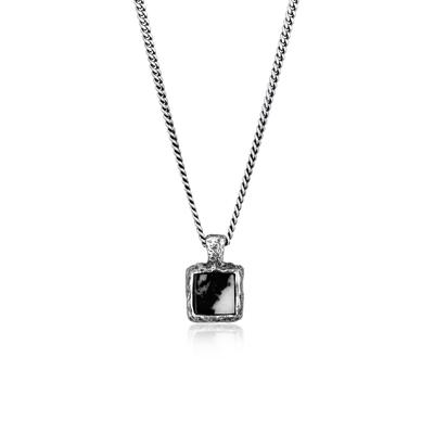 Kette mit Anhänger HAZE & GLORY "Halskette Day and Night - Quadrat Quarz 925 Sterling Silber" Gr. 55, silber, Halsketten, Herren, Silber 925 (Sterlingsilber)
