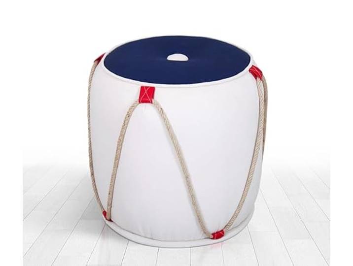 Emob Moderner Pouf aus 50% Baumwolle und 50% Samt, 44 cm hoch, 42 cm tief 6 cm orthopädischer Schaumstoff, PVC-beschichtete, verdeckte Beine Stilvolles und funktionales Accessoire für jeden Raum
