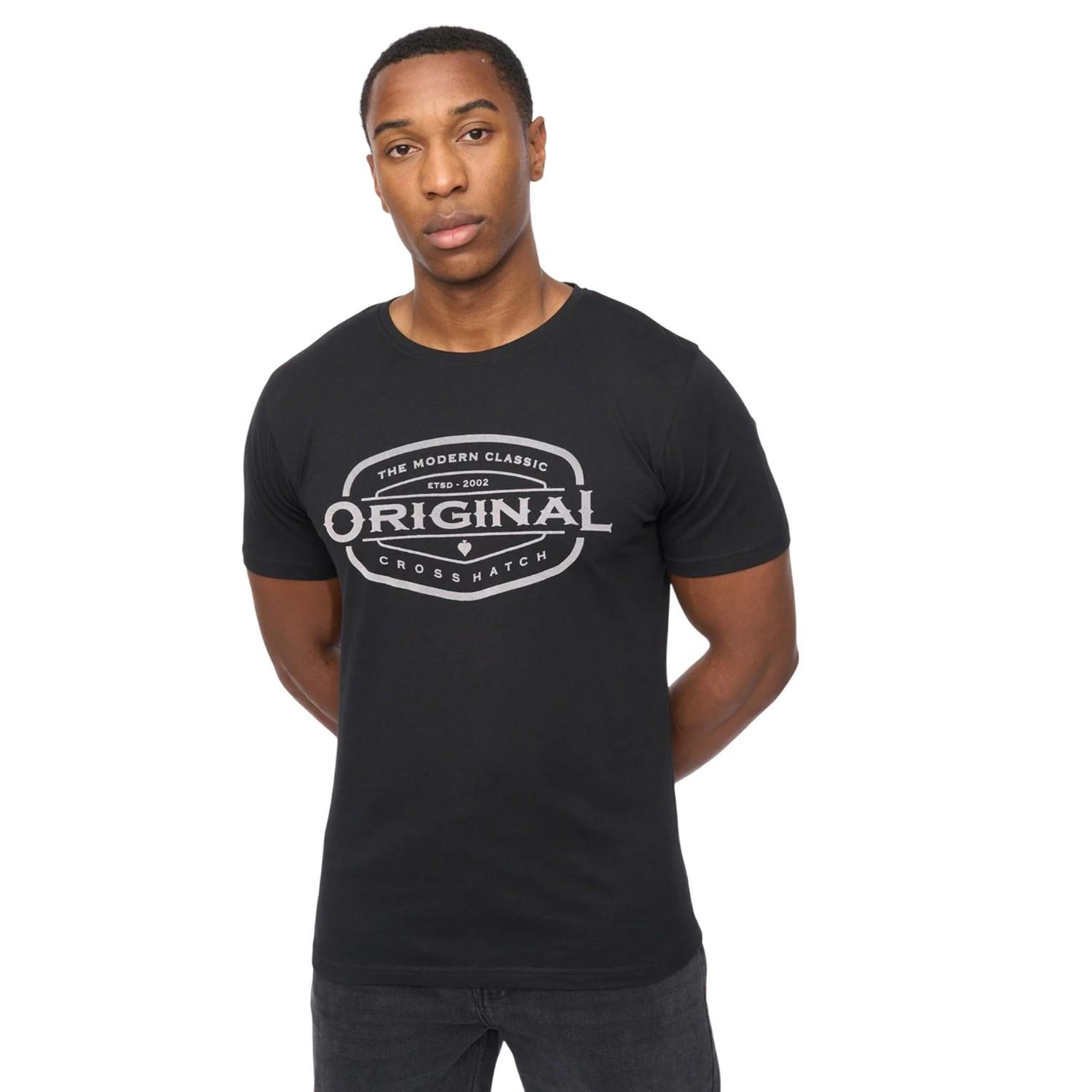 Crosshatch Heren Traptons T-shirt (Zwart)