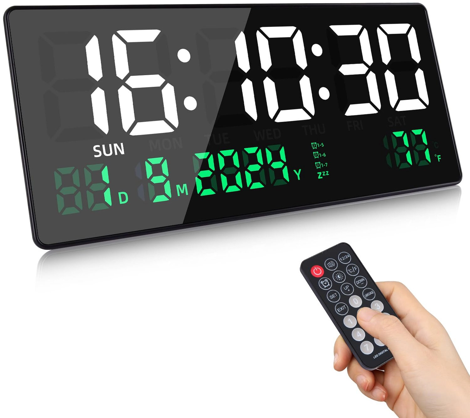Digitale wandklok met LED-display en afstandsbediening - 40 cm - ShopVlot