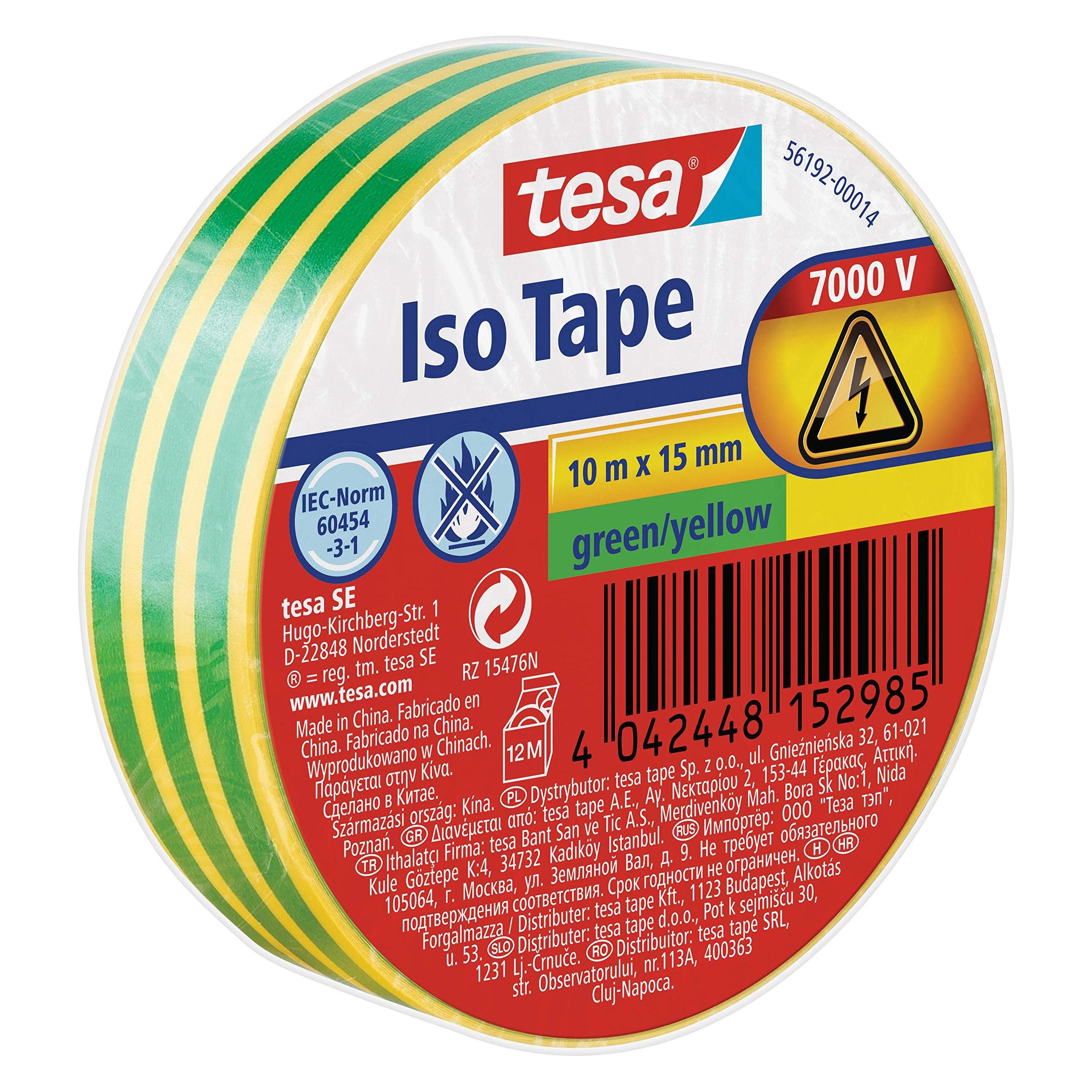 tesa Elektro Isolierband, hitzebeständiges Klebeband zum Isolieren, Reparieren & Bündeln (15 mm) (56192-00014-22)
