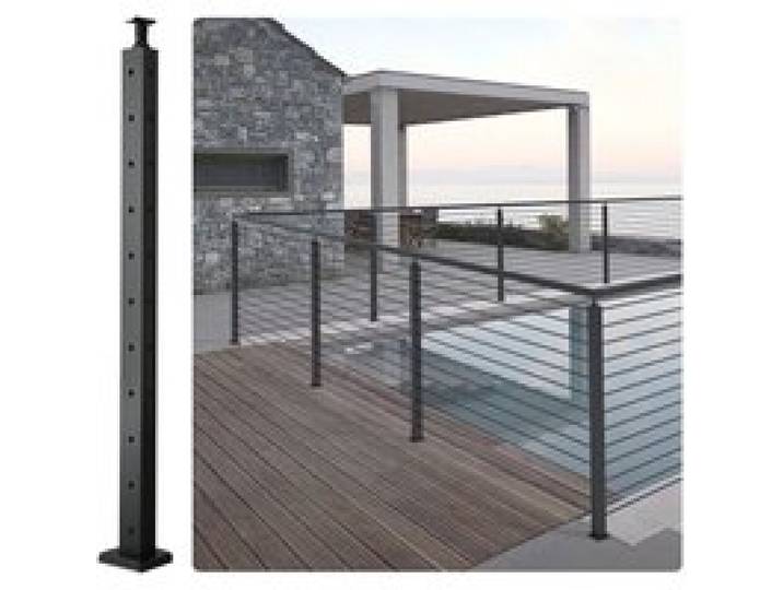 VEVOR Poteau de garde-corps d'angle à câble, 91,4x2,5x5 cm, poteau de rambarde 10 trous pré-percés en forme L, poteau de rail terrasse acier inoxydable, support horizontal incurvé, 1JZLGZHS9142UYBR4V0