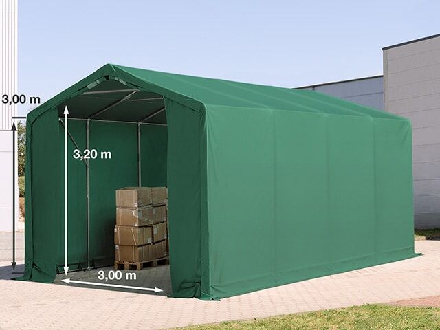 TOOLPORT 4x8m Zelthalle, PVC-Plane, dunkelgrün, ohne Statik - (79862)