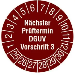 Prüfplaketten braun, Nächster Prüftermin DGUV Vorschrift 3, 108 Aufkleber