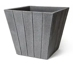 Jelenia Plast Holzoptik-Pflanzkübel "Wood" - Grau