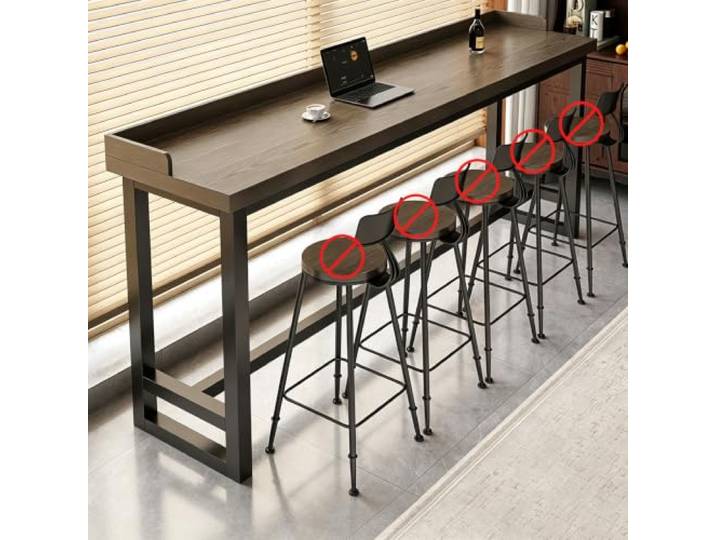 Bartisch Massivholz Schmaler Stehtisch mit Metallgestell für Küche Café Massivholzplatte mit stabilem Metallgestell, schmaler Bartisch für Küche, Café und Wohnzimmer, platzsparendes Design