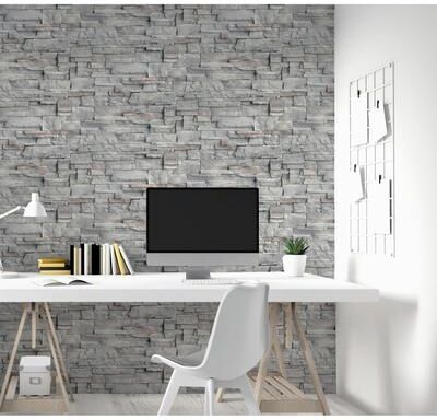 Arthouse Slate Wall Grey Wallpaper - 20.8 in. W x 33 ft. L