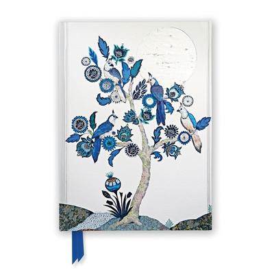 Premium Notizbuch DIN A5: Alexandra Milton, Silberner Lebensbaum mit vier Weisskehl-Elsterhäher, Nonbook von Flame Tree Publishing, Browntrout,