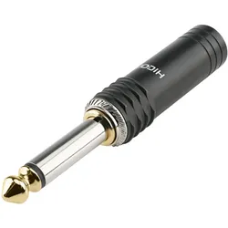 HICON Klinke (6,3mm) NOISEFREE 2-pol Metall-Stecker, Pin Massivpin mit Goldtip, gerade, schwarz