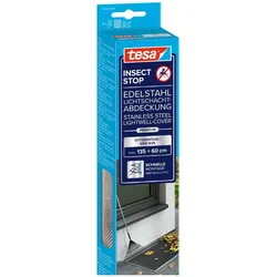 tesa, Fliegengitter, Insektenschutz Lichtschachtgitter aus Edelstahl, für Keller Fenstergitter, rostfrei (60 x 135 cm)