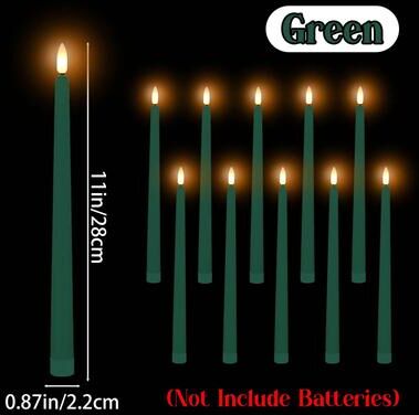 Uplift Treasures LED Flameless Flickering Taper Candles green 108pcs