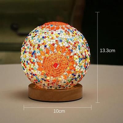 Uplifted Finds Bohemian Stained Glass LED Desk Lamp USB Dimmable Warm Night Light For Bedroom Home Bar Decor baroque Orange