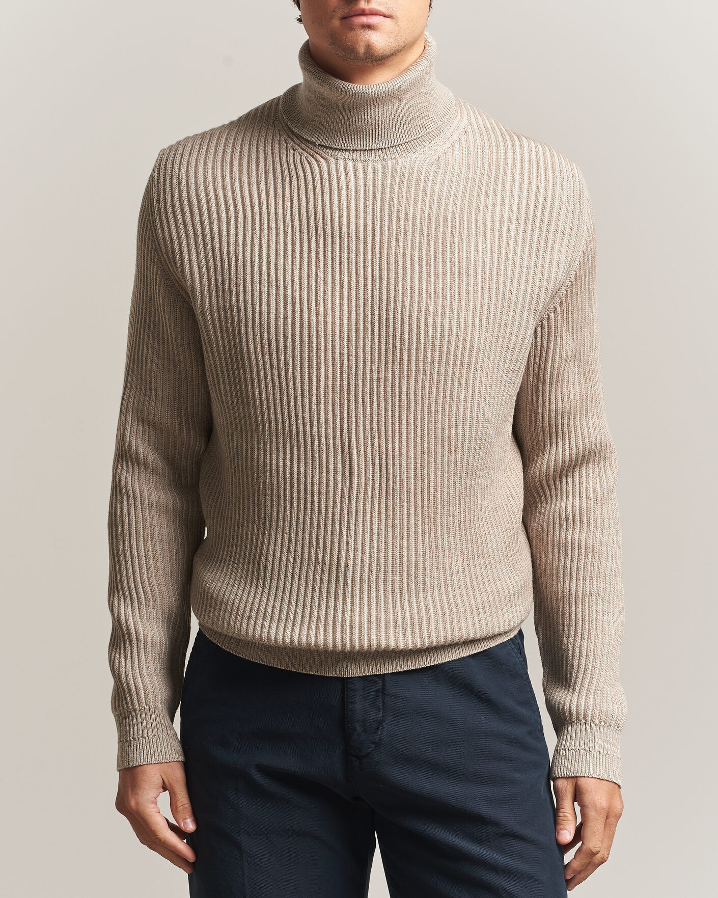 Zanone Fishermans Rib Rollneck Beige men 50 Beige