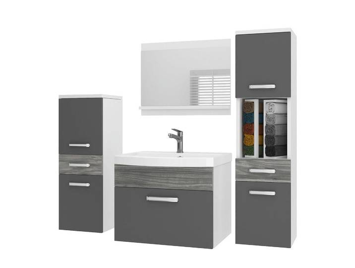 B Belini Group Badmöbel Badezimmer SET PRI Pm5, Grau Glamour Hochglanz, 120 cm, Holz, Rechteckig, 38.7x113.5x120 cm, Badezimmer, Badmöbelsets & Badmöbelserien, Badmöbel-Sets