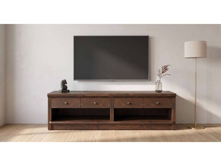 Lowboard GOODPRODUCT Soeren TV-Kommode , dunkelbraun, B:158cm H:45cm T:45cm, FSC-zertifiziertes Massivholz, Sideboards, Lowboard, aus massiver Kiefer, mit 2 Schubladen, FSC-zertifiziert