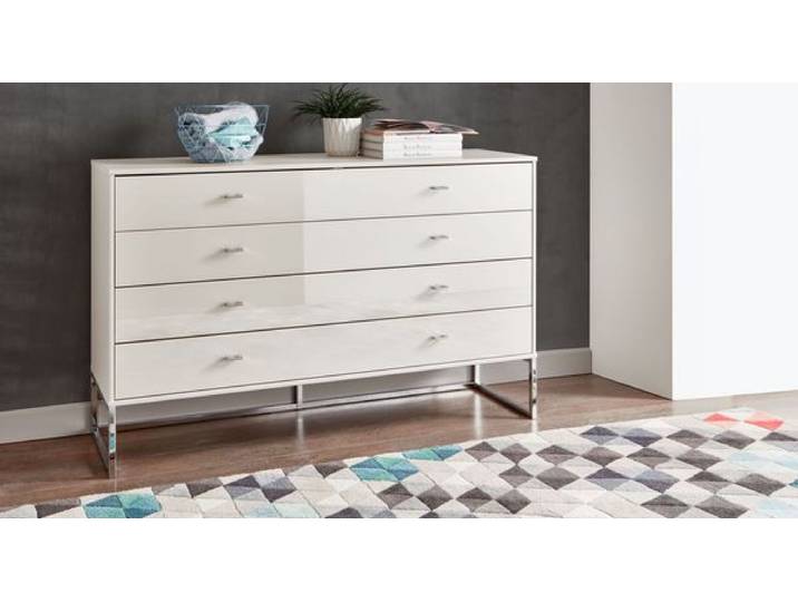 Kommode Elmira mit Kufen und Schubladen Champagner H:89cm/B:80cm/T:43cm Sand Schubkasten Soft-Close