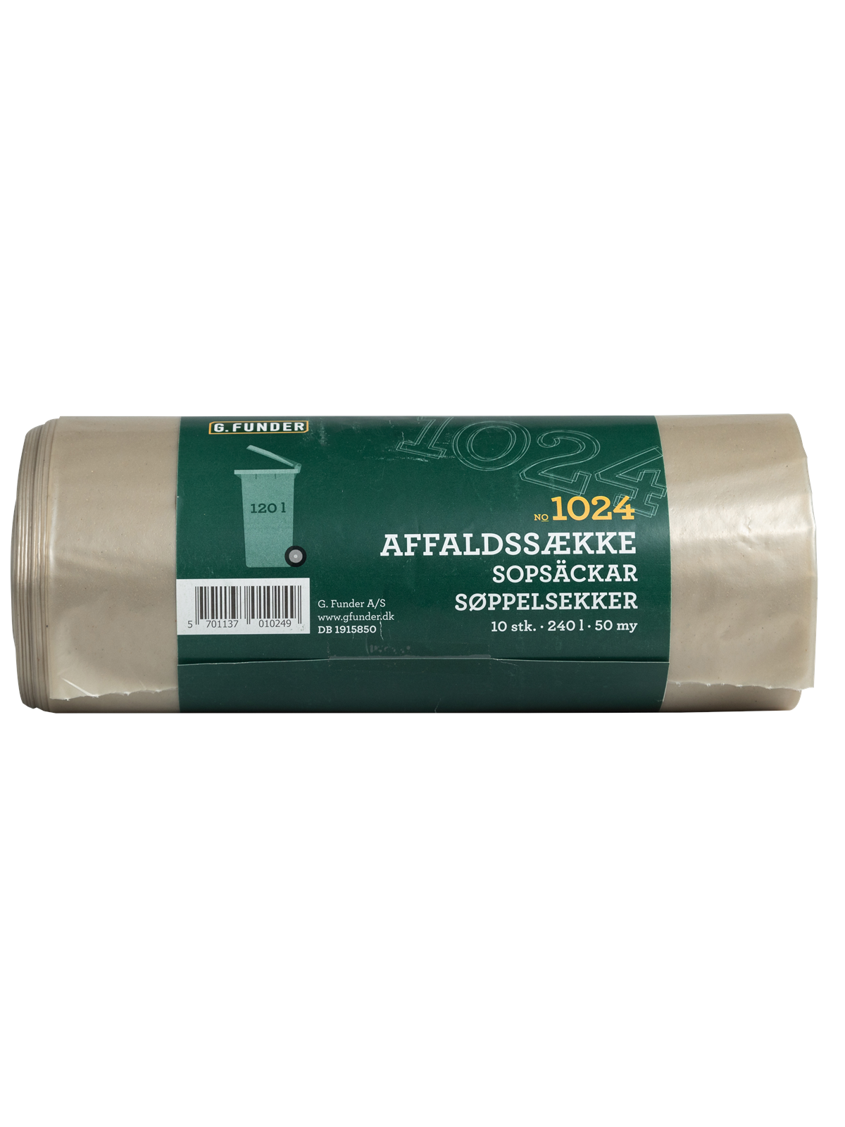 G.Funder Container garbage bags for 120 liter container clear plastic 10 bags per roll - heavy duty quality