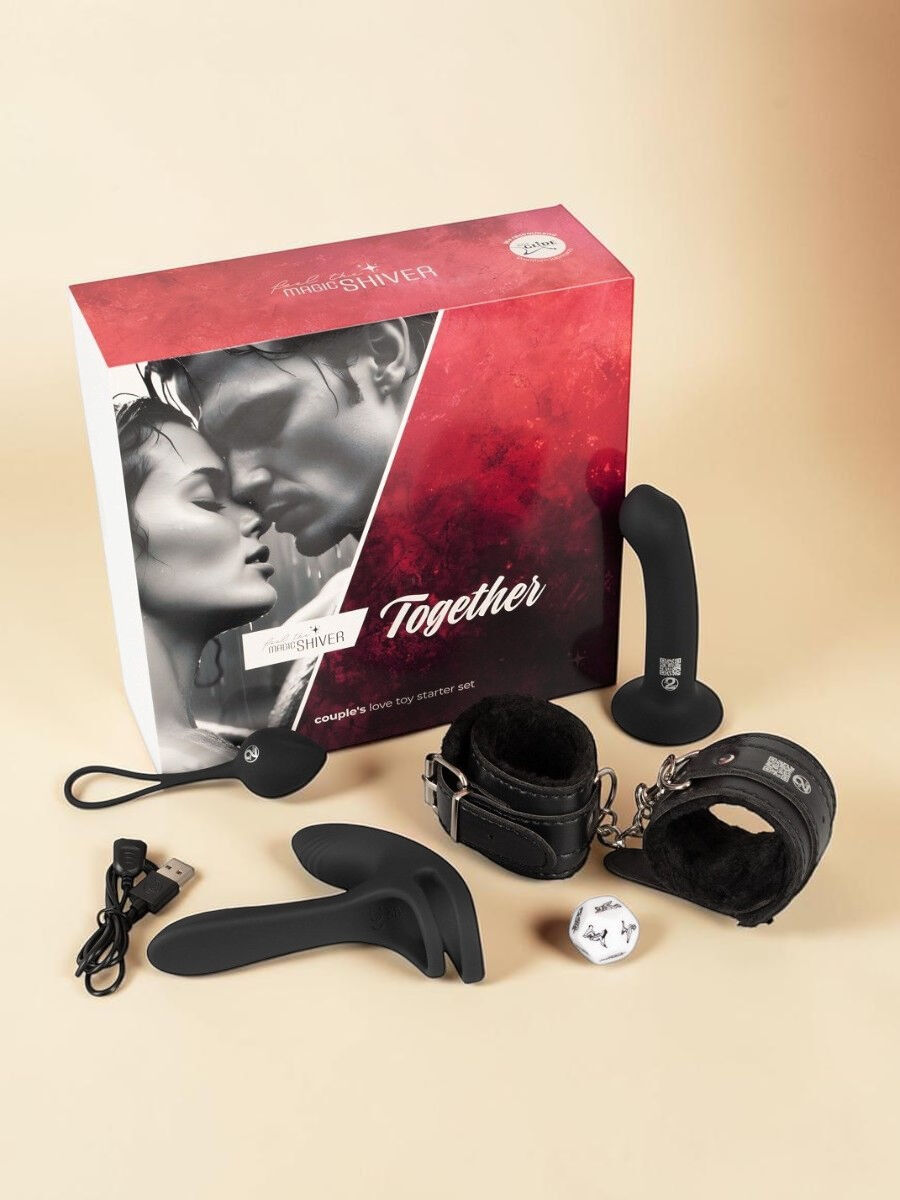 Magic Shiver Coffret sextoys pour couple avec anneau vibrant, dildo, boules de geisha et accessoires