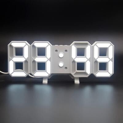 Daily Discovery LED Digital Wall Clock, Remote Control Alarm Clock, Night Light Decor For Bedroom Office Kitchen white