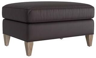 Cameron Leather Ottoman - Espresso Leather, Espresso Latte - Ballard Designs